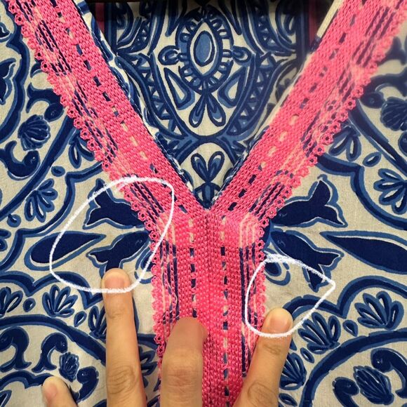 LILLY PULITZER Sydney Caftan Top Blue Floral Sleeveless Vacay - Picture 5 of 11